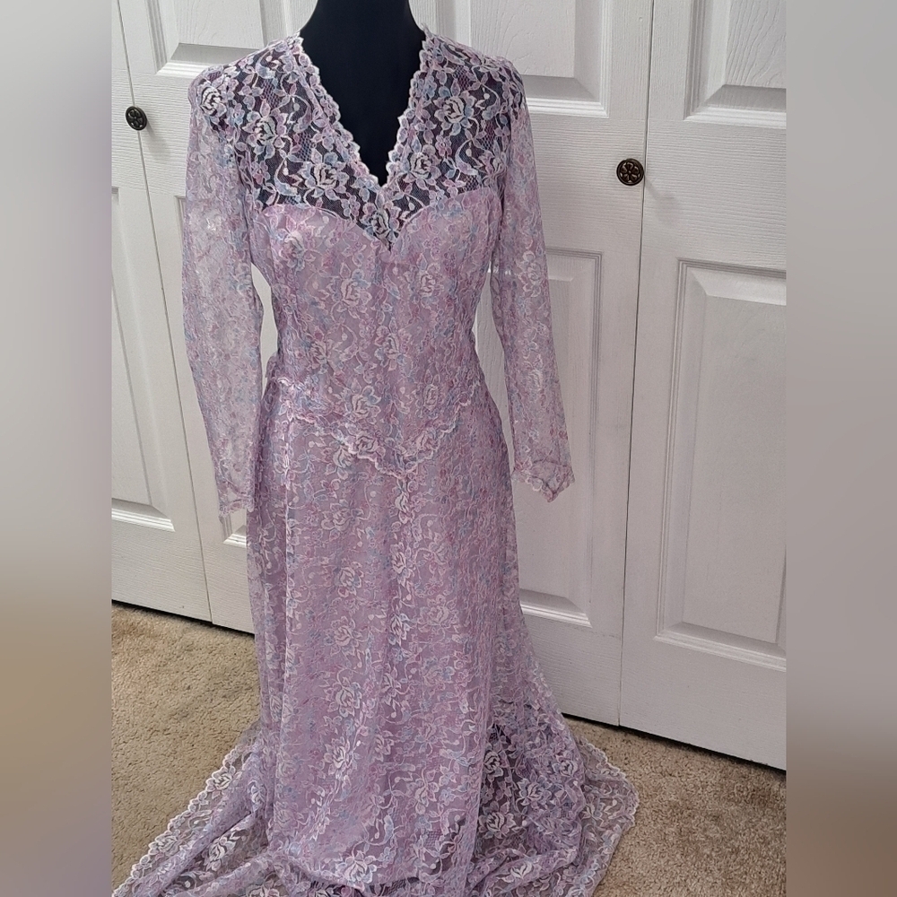 Formal Lavender & Light Blue Lace Gown